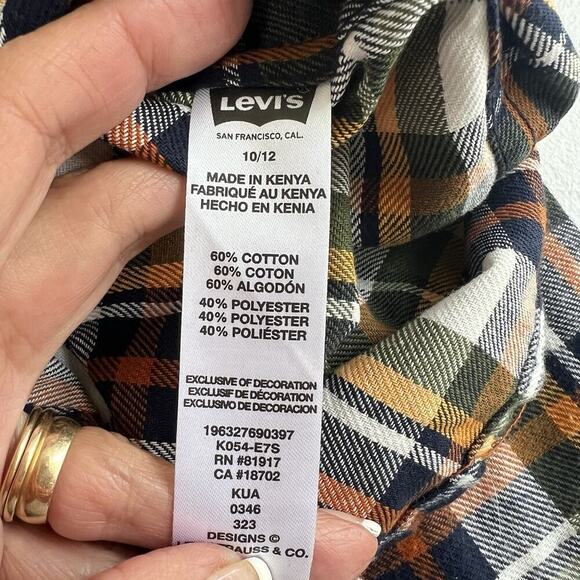 Levi’s Boys Plaid Long Sleeve Button Up Shirt Size Large 10/12 Fleece NEW - Picture 7 of 7